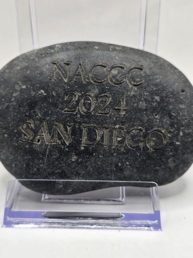 laser engraved river rock NACCC
