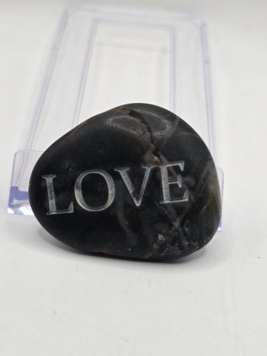 laser engraved river rock love